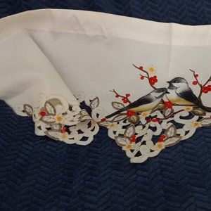 **SALE** Sweet Ivory Small Kitchen or Door Window Valance w Cut Details- 40x15.5